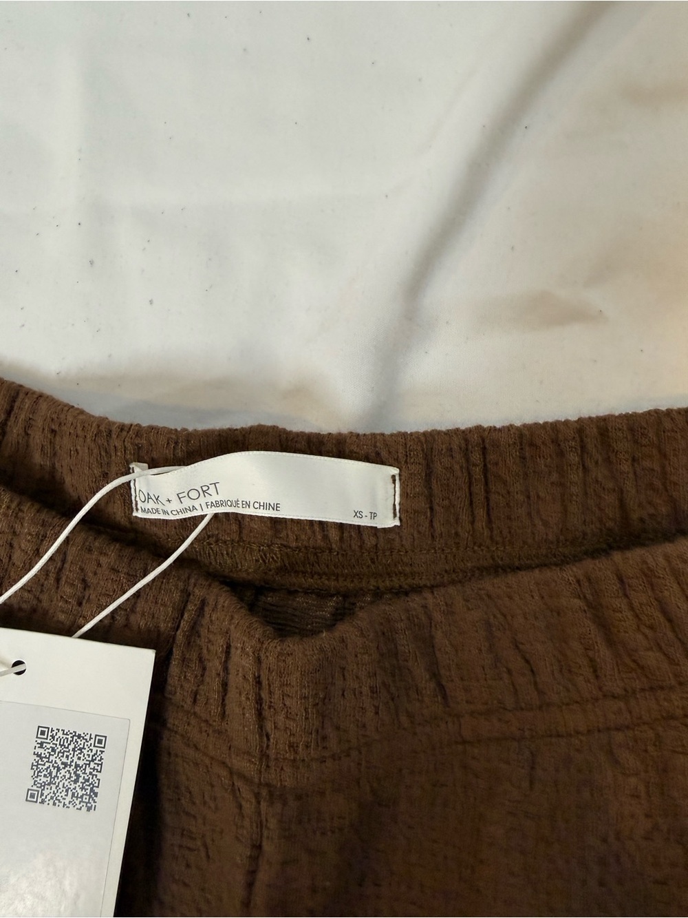 Oak + Fort Brown Ribbed Elastic Waist Straight Leg Pants XS NWT - Picture 10 of 12